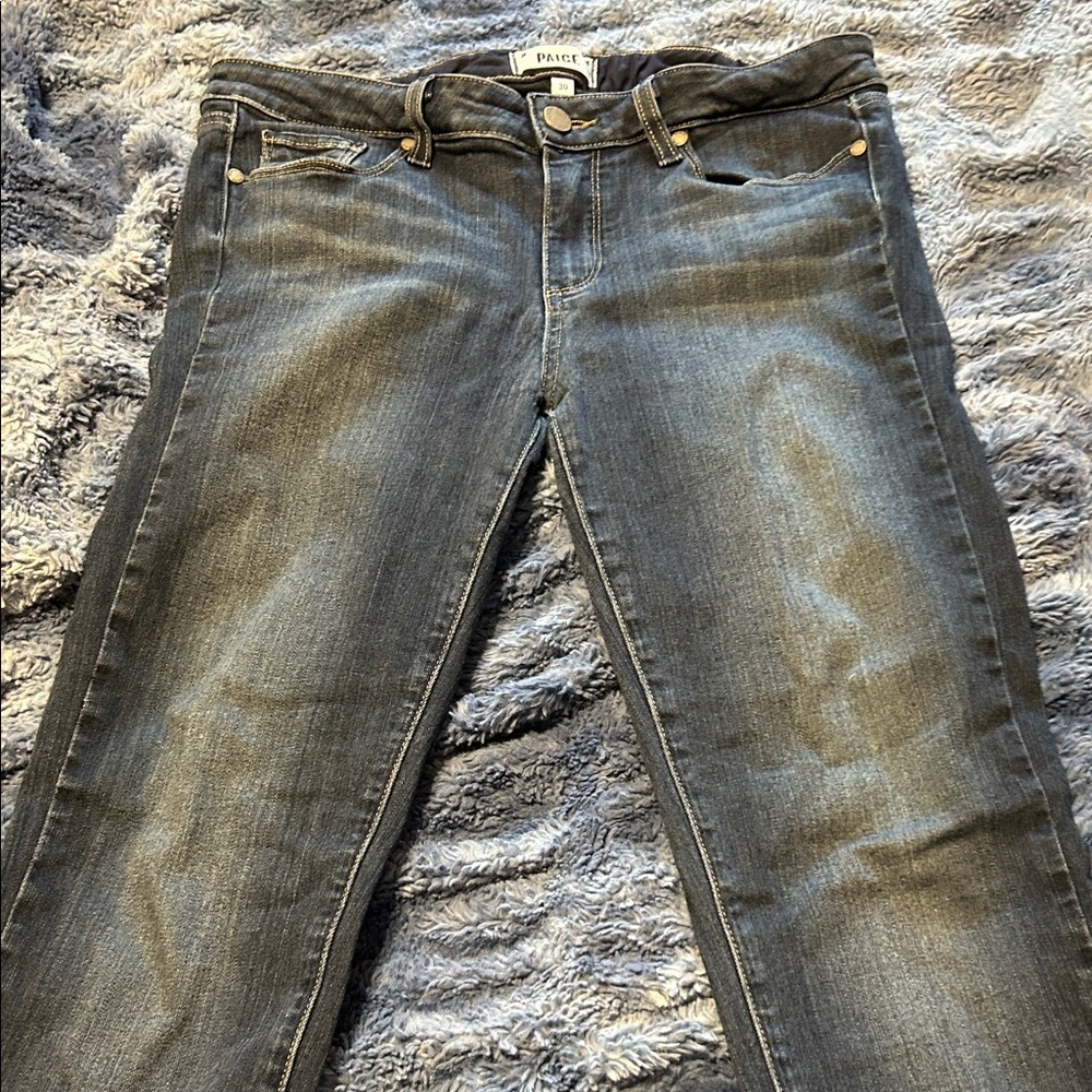 PAIGE Dark Blue Straight Leg Jeans - Picture 2 of 8